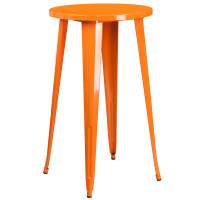 Flash Furniture CH-51080-40-OR-GG 24'' Round Metal Indoor-Outdoor Bar Height Table in Orange